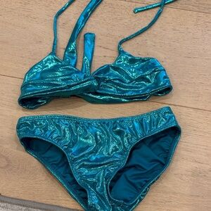 Peixoto Shiny Teal Kids Bikini